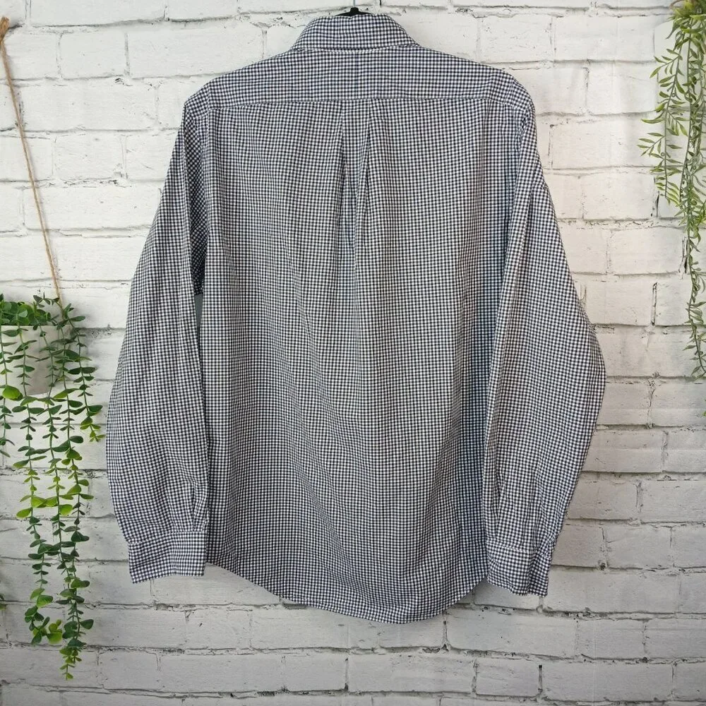 MENS RALPH LAUREN LONG SLEEVE BUTTON DOWN, NAVY AND WHITE CHECKED, SIZE MED - Picture 5 of 5